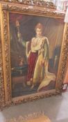 A portrait oil on board painting of a gentleman in regal robes, frame a/f, COLLECT ONLY.
