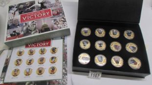 A cased set of 'The 75th Anniversary of VE Day Memories of Victorian' coins, with invoices.