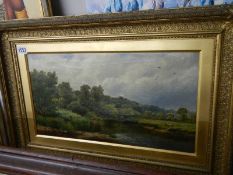 A framed early 20th century oil on canvas, signed but indistinct.