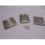 Two silver cigarette cases and a silver powder compact, total weight 295 grams.