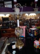 A vintage brass & cut glass table lamp (height 47cm not including bulb) COLLECT ONLY