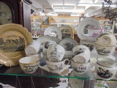 19 pieces of early 19th century pictorial tea ware.