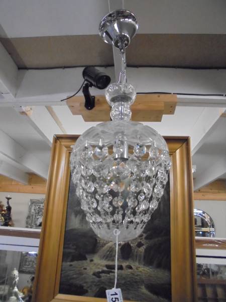 A crystal glass ceiling light.