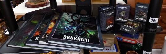 A quantity of Warhammer 40,000 including Codex & Faith & Fury books plus 5 boxes of data cards