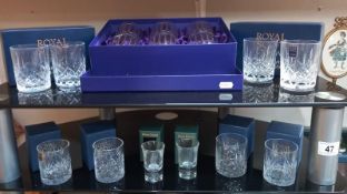 A boxed Edinburgh crystal & Royal Scot crystal whisky tumblers & other glassware