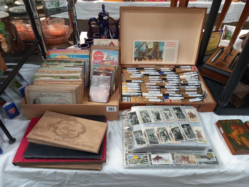 A good collection of cigarette cards in albums & loose tea cards etc.