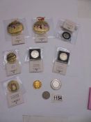 Two VE day coins, Two George V half crown, Winston Churchill coin, Concorde coin etc.,