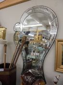 An unusual shaped Italian style wall mirror, COLLECT ONLY.