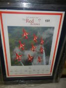 A framed and glazed signed red arrows poster. COLLECT ONLY.
