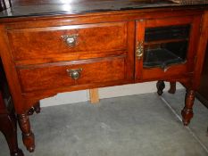 A Victorian single door, two drawer display cabinet, COLLECT ONLY.