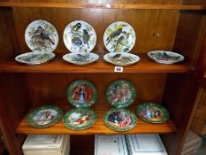 6 boxed porcelain de Limoges plates & 7 boxed collectors plates featuring birds