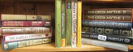 16 Folio Society books - fiction and history including Belioc, Robinson Crusoe.