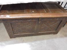 A carved oak chest. COLLECT ONLY.