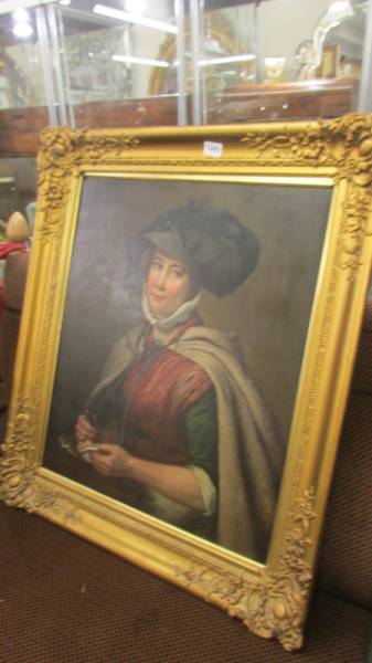 Attributed to Henry Moorland a portrait on canvas entitled The Oyster Girl, a COLLECT ONLY. - Image 7 of 9