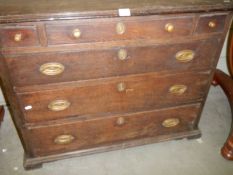 An early Victorian oak three over three chest of drawers. COLLECT ONLY.