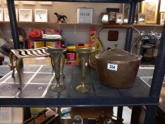 A quantity of brass ware including kettle & vases etc.