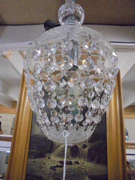 A crystal glass ceiling light. - Image 2 of 2