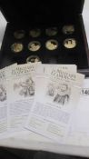 Nine Cased 'The Military Leaders' coin collection with certificates.