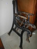 A pair of cast iron bench ends, COLLECT ONLY.