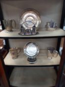 A quantity of silver plate including condiment set