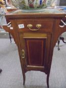 An Edwardian mahogany inlaid washstand with green tiled top COLLECT ONLY.