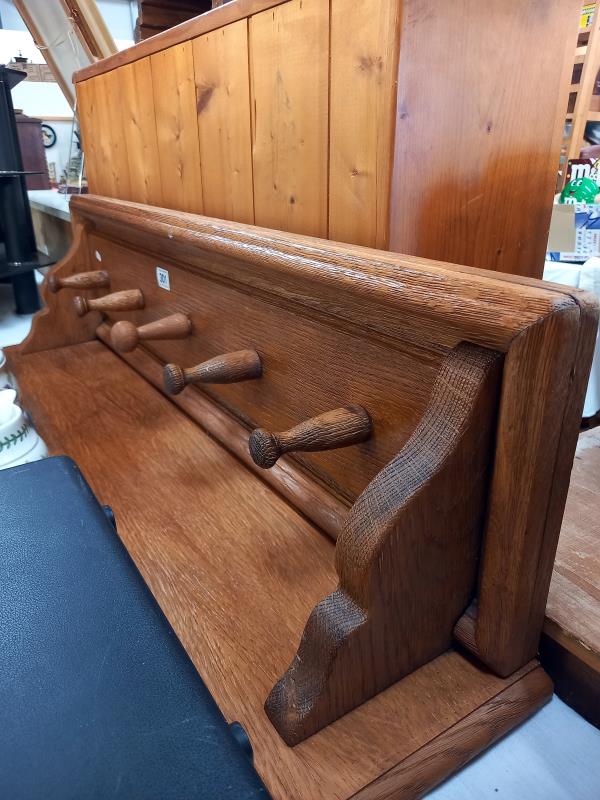 A solid oak coat rack wall fitting COLLECT ONLY - Image 2 of 2