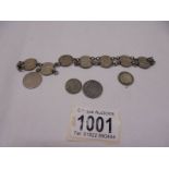 A silver coin bracelet, a/f, 20 grams.
