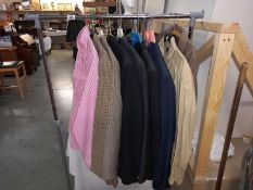 A quantity of gent's jackets including 2 suits & an Orvis shirt