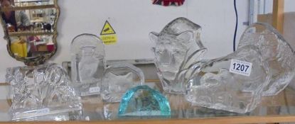 Seven superb quality animal related glass paperweights.