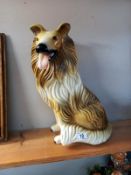 A large planter Collie Lassie dog ornament (Height 43cm)