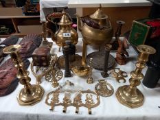 A collection of brass ware, some A/F