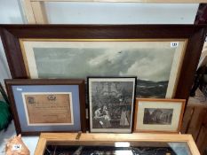 A group of 4 pictures, landscape engravings
