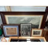 A group of 4 pictures, landscape engravings