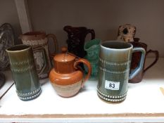 2 Irish Wade tankards, stoneware, Jasperware jug, Staffordshire dog etc. Some A/F