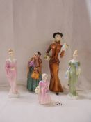 Five Royal Doulton figures, Eliza, Tinkle Bell, Lorna, Daphne and Bridget.