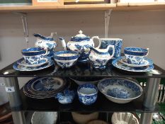 A selection of blue & white pottery including Booths real Old Willow tea set, James Kent Chinese