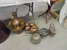 A good lot of brass, copper and other metalware.