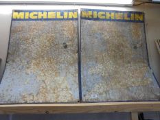 2 original 1968 edition Michelin metal road map signs of England and Scotland, 86.5 x 62.5 cm.