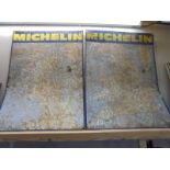 2 original 1968 edition Michelin metal road map signs of England and Scotland, 86.5 x 62.5 cm.