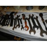 A mixed lot of old named spanners etc.,