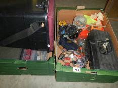 Two boxed of angling items, reels, floats etc.,