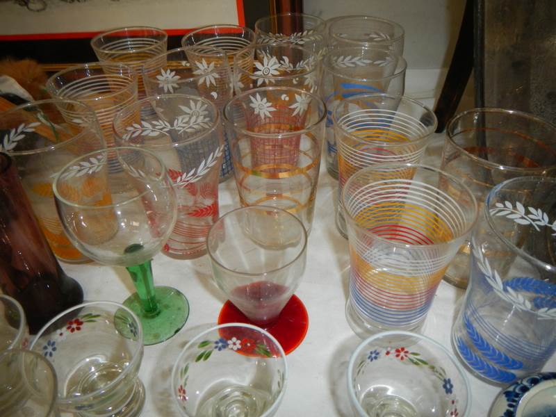 A mixed lot of coloured and engraved glass. Collect only. - Image 2 of 2