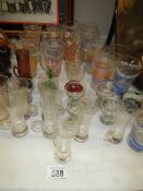 A mixed lot of coloured and engraved glass. Collect only.