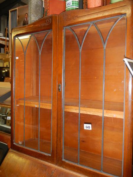 A two door oak bureau bookcase. COLLECT ONLY. - Image 3 of 3