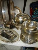 A mixed lot of silver plate including a bowl.