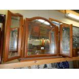 A pine triple dressing table mirror, COLLECT ONLY.