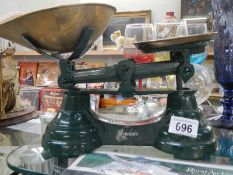 A set of old kitchen scales.