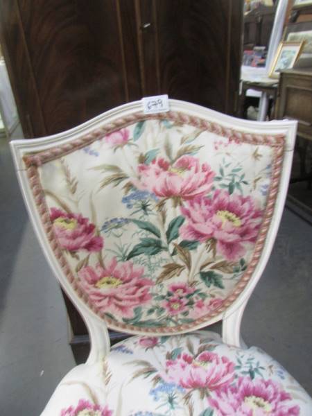 A white painted upholstered French style chair. Collect only. - Image 2 of 3
