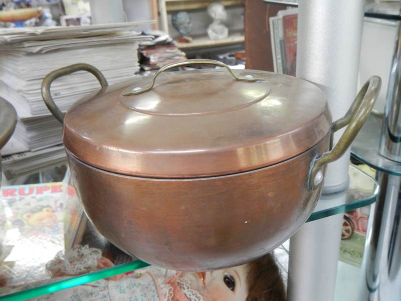 Three old copper bowls etc., - Image 3 of 4