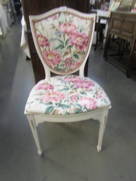 A white painted upholstered French style chair. Collect only. - Image 3 of 3